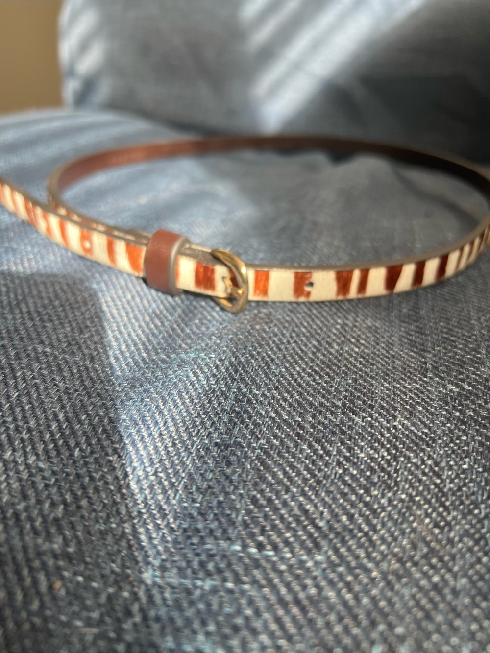 Banana Republic Faux Leather Belt Size 32 Brown Cream Striped